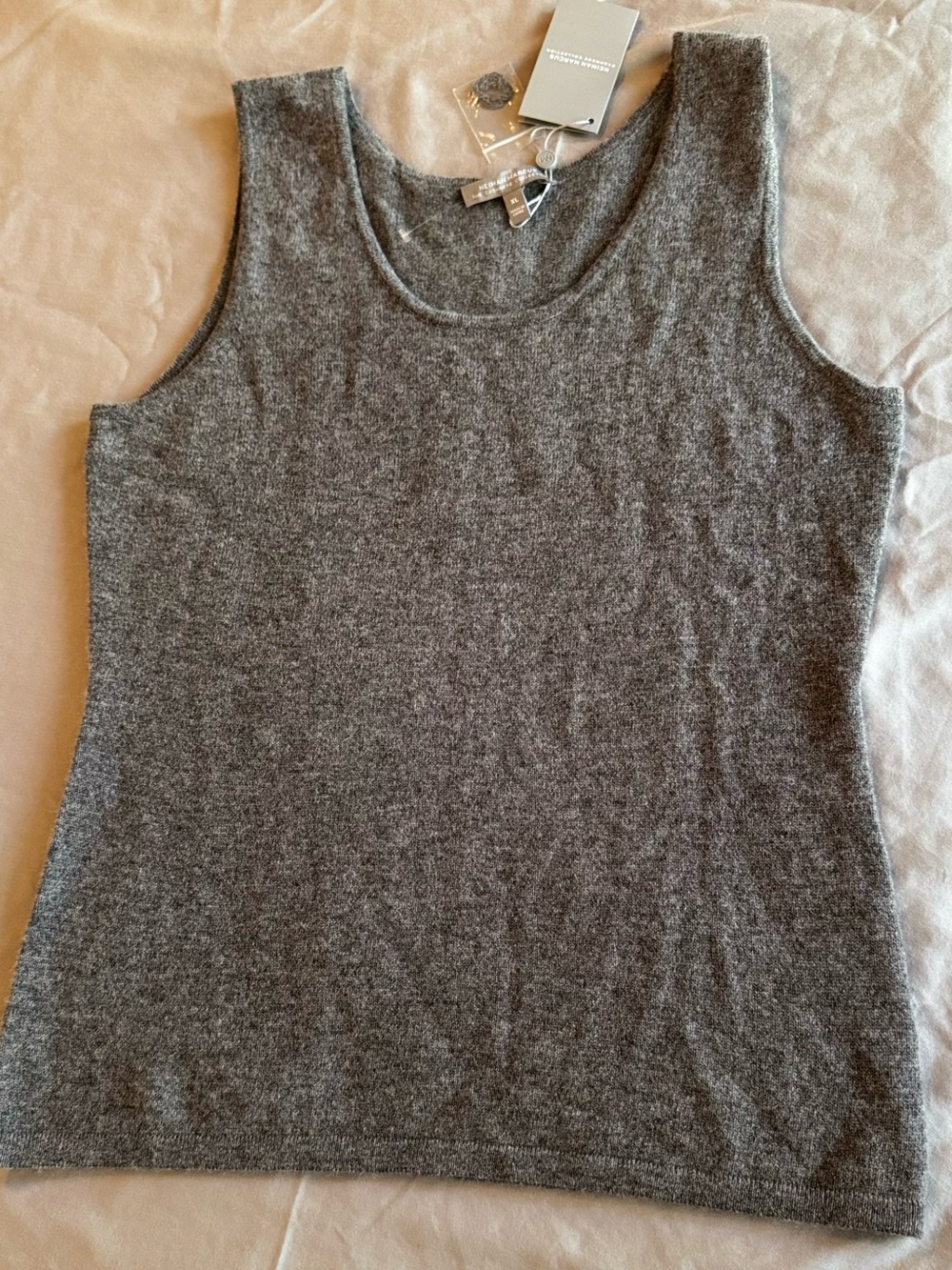 NEIMAN MARCUS 100% Cashmere Grey Sleeveless Tank Top - Picture 5 of 13